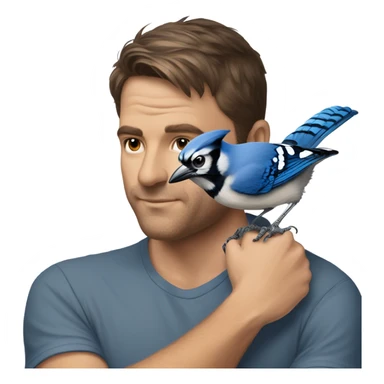 A blue jay on a man’s arm sticker