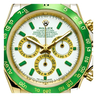 Rolex gold Daytona watch with green bezel sticker
