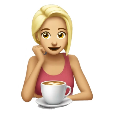 Chica rubia tomando café  sticker
