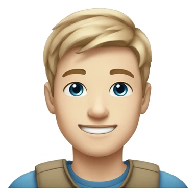 confident happy pale teen boy with short light brown hair blue eyes portrait sticker