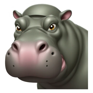 very strong and muscular hippo with a mean face with army fatigue sticker