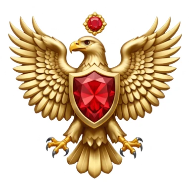 Bicephalous Eagle crest / brosch in a cirkel without background and with red gem sticker