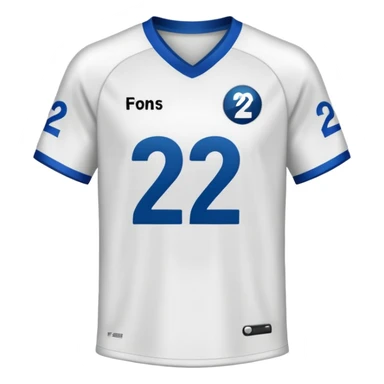 White football jersey at the back with number 22 and my name RONIHO  sticker