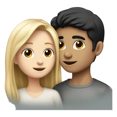Intimate moment between a whitetan girl with black hair and a fair skinned boy w black hair  sticker