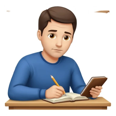 A handsome man in his 40s studying hard sticker