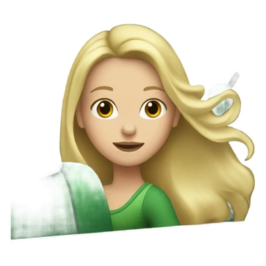 White girl with blonde hair in a green car sticker