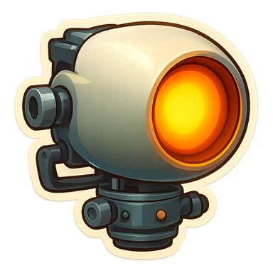 Spotlight in retro stickers style, pointing to the right, no beam. sticker