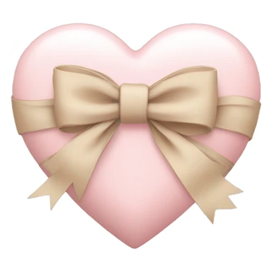 a pale pink heart with a beige bow wrapped around it  sticker