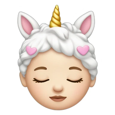 Sleeping white Newborn with unicorn headband sticker