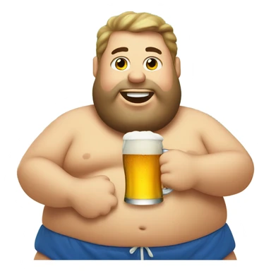 Fat guy drinking a beer on the beach  sticker