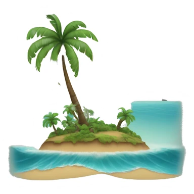 Hawaiian island with palm tree and ocean sticker