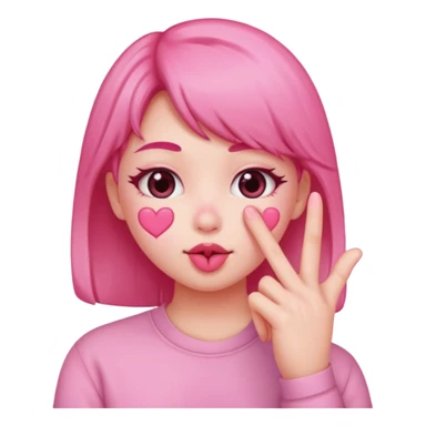 an uwu kissy face with a finger heart emoji sticker