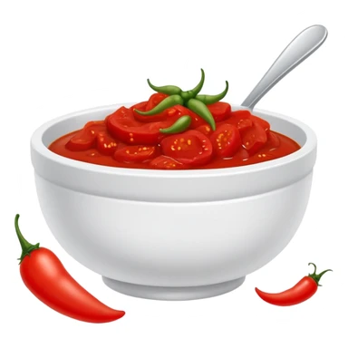 bowl of spicy tomato red chutney with chilies sticker