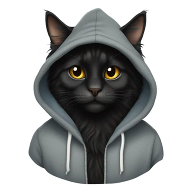 Black  maine coon wearing a hoody sticker