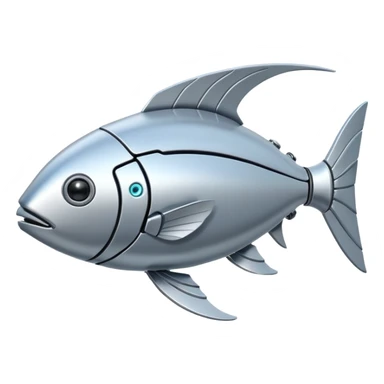 the flat side view of a robotic fictional fish sticker