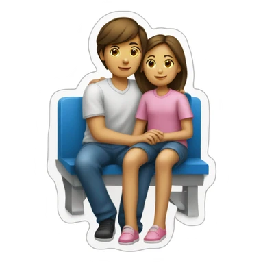 Une fille assises sur un garçon  sticker