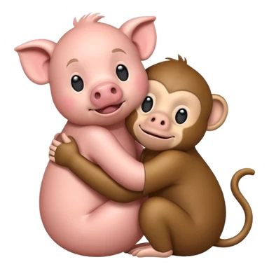 Pig and monkey love sticker