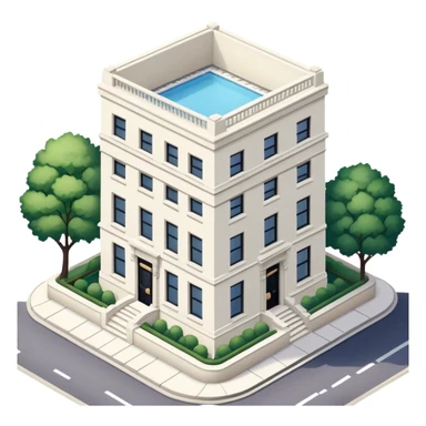 upper east side townhouse, white limestone, classic modern, isometric exterior view sticker