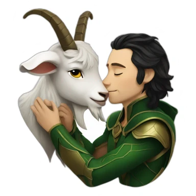 Loki kissing a goat sticker