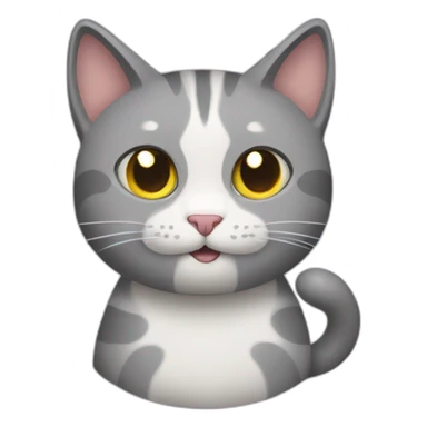 grey cat with food sticker