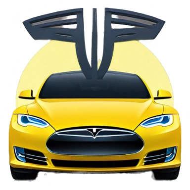Tesla in angle under yellow moon sticker