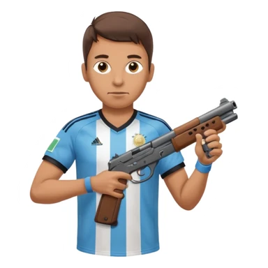 haz un turro con una biszera para atras y con un arma remera argentina pero arma de fuego sticker