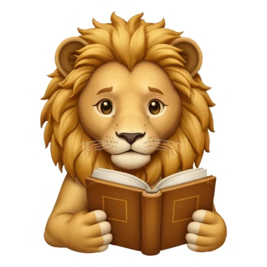 lion reading a book sticker