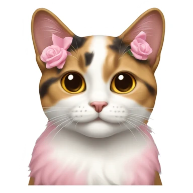 gatto calico con fiocco rosa sticker