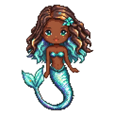 Beautiful mermaid with dark brown skin and iridescent scales sticker