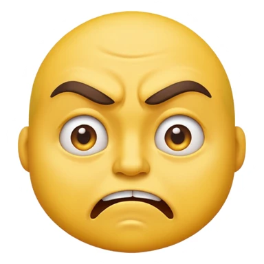 A Classic emoji, yellow character. Extreme disgust/ confusion. One eyebrow raised, one eyebrow lowered in anger. With a deep sneer on the mouth. sticker