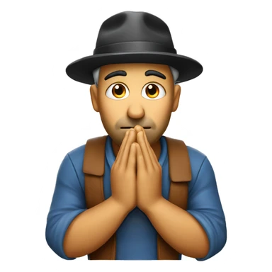 pensive face with drolling and hat praying hands, croatian skin sticker