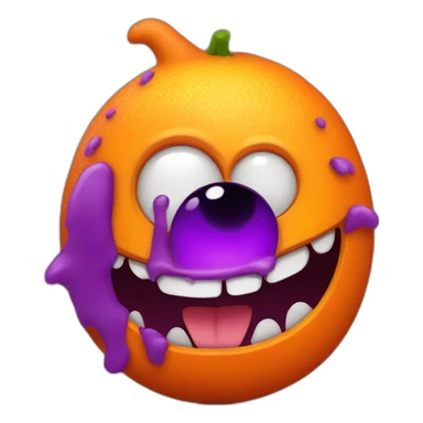 round orange monster with one purple eye sticker