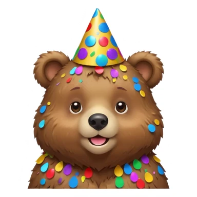 Partying bear cub with confetti  sticker