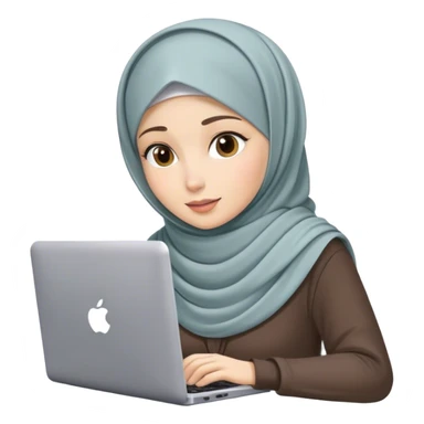 white skin hijab scarf woman working in computer sticker
