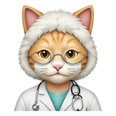 doctor cat, surgical mask sticker