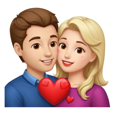 a man and a woman kissing with hearts sticker