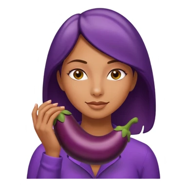 Naked woman with hand around eggplant  sticker
