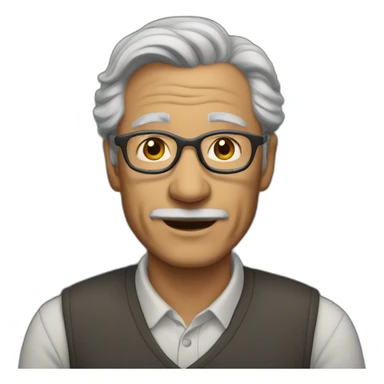 50 years professor with gray hair, without beard without mustache sticker
