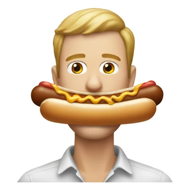 White man eating hotdog sticker