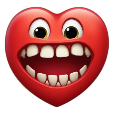 Red heart with scary monster mouth sticker