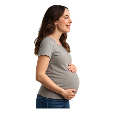 pregnant woman smiling, side profile, casual clothing sticker