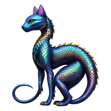 Futuristic Ethereal Beautiful Salandit-Bastet-Fakémon-hybrid-creature (full body)  sticker