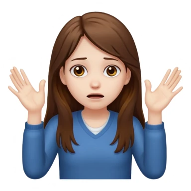 sad girl throwing up her hands sticker