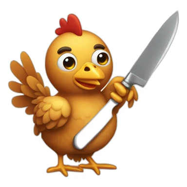 chicken holding knife sticker