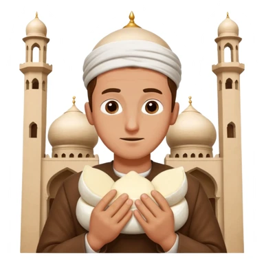 some guy eating 1kg of mozzarella, make it nepalese, more brown, slightly less brown, in a mosque, praying sticker