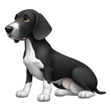 black german shorthair pointer, full black head, without white on the head, with white hair on the snout, black and white body sticker