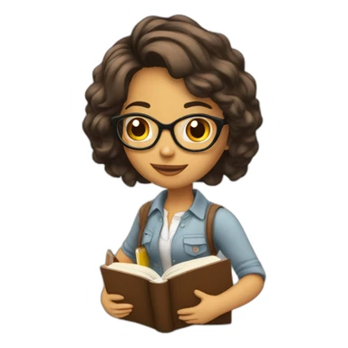 Emoji de chica estudiante con libro sticker
