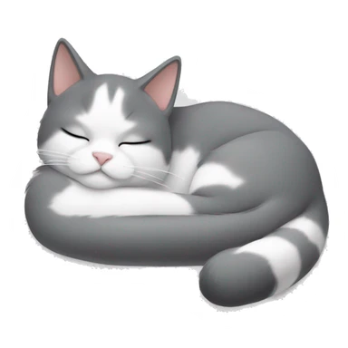 gray and white cat sleeping sticker