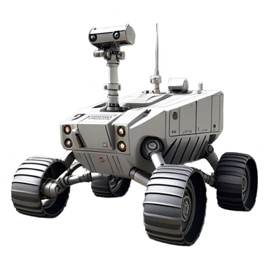 Cinematic Realistic Moon Rover – A rugged, high-tech vehicle traversing the Moon’s dusty surface. Its thick wheels leave tracks in the fine lunar regolith, with Earth hanging in the distant sky. Every mechanical detail of the rover is meticulously rendered, emphasizing its role in human exploration. sticker