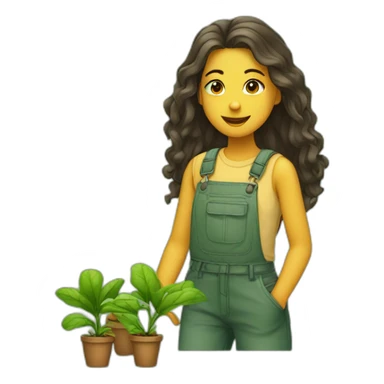 jeune fille entourée de plantes sticker